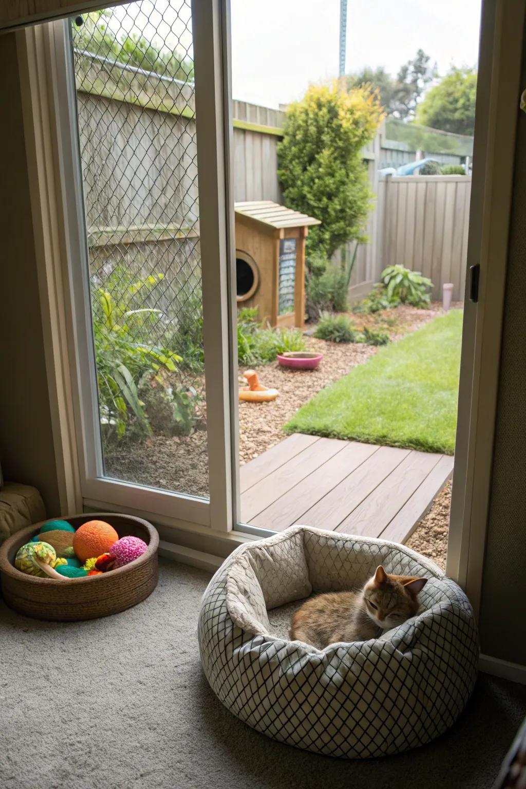 Effortless indoor-outdoor connection for convenient feline access.
