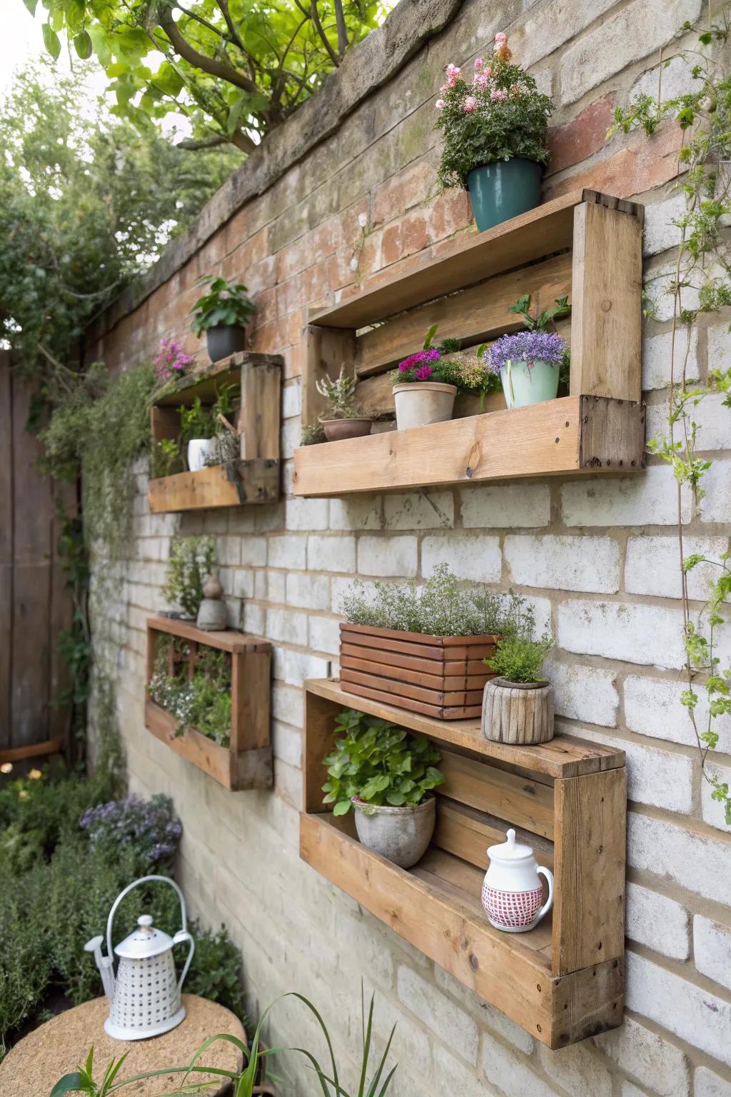 Floating shelves bring versatility and charm.