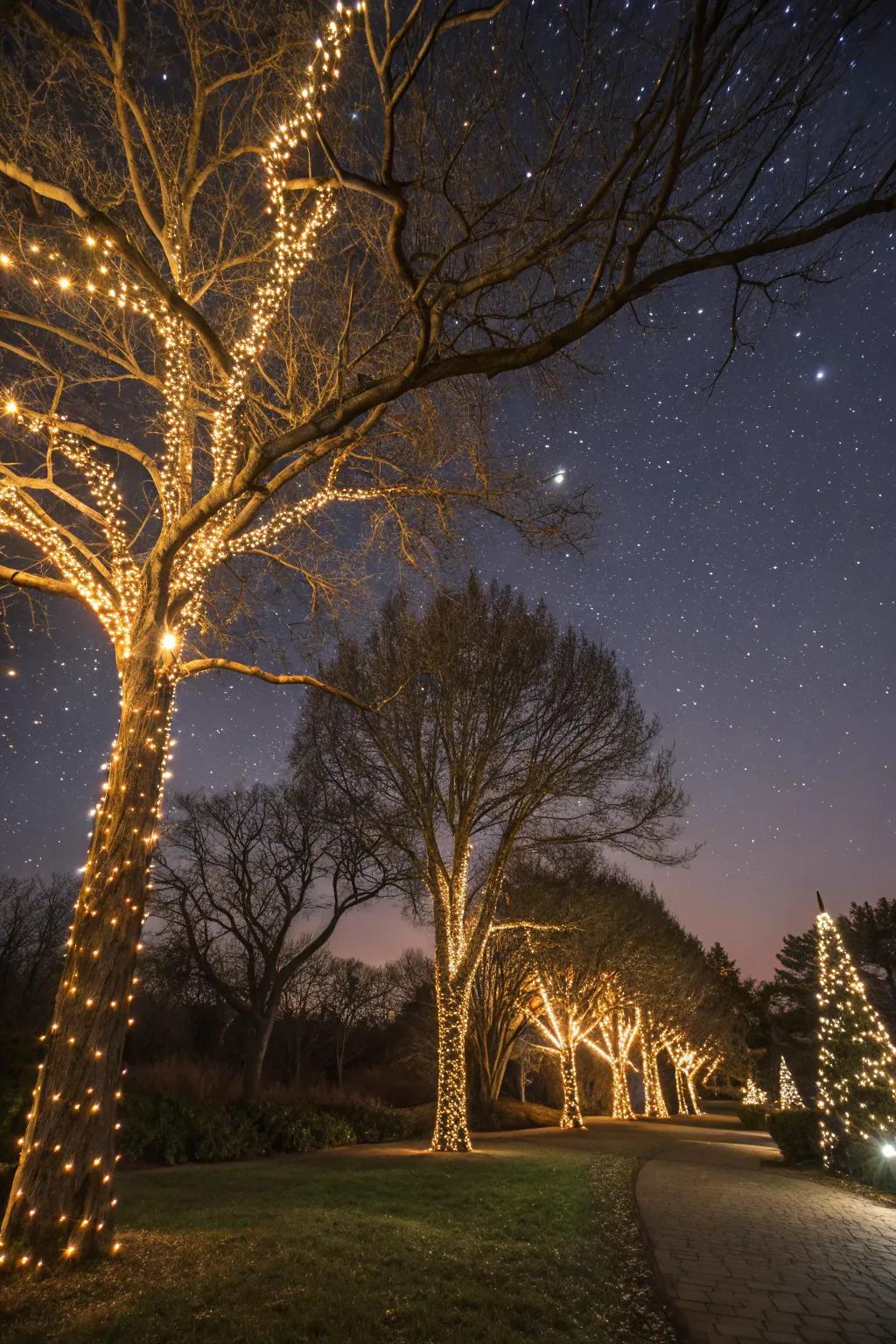 Enchant your garden with trees aglow with fairy lights.