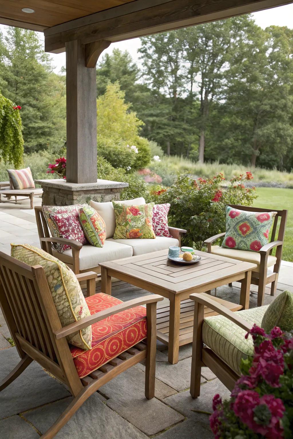 All-weather furniture ensures outdoor living stays cozy throughout the seasons.
