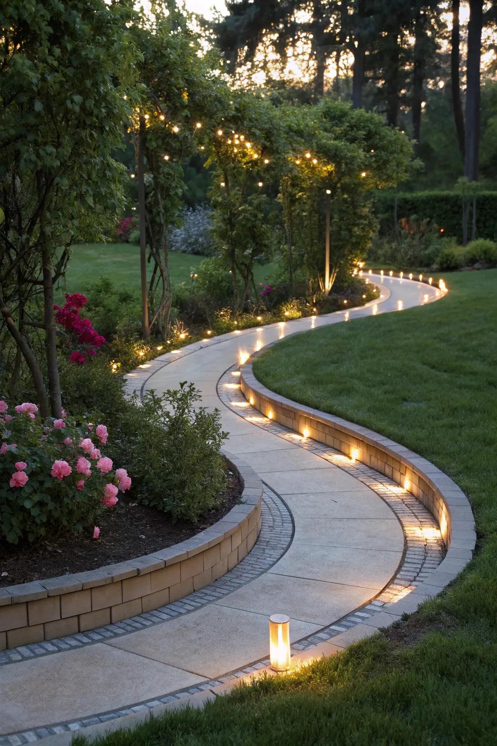 Guide the curves with playful lighting.