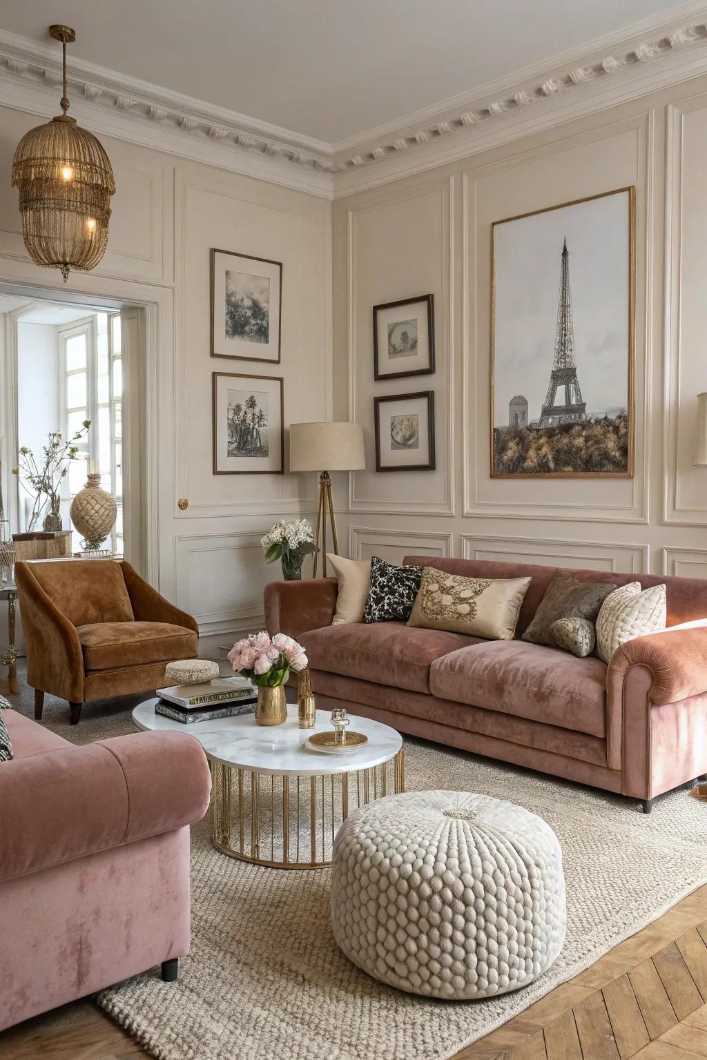 Textural variety creates a layered, cozy environment.