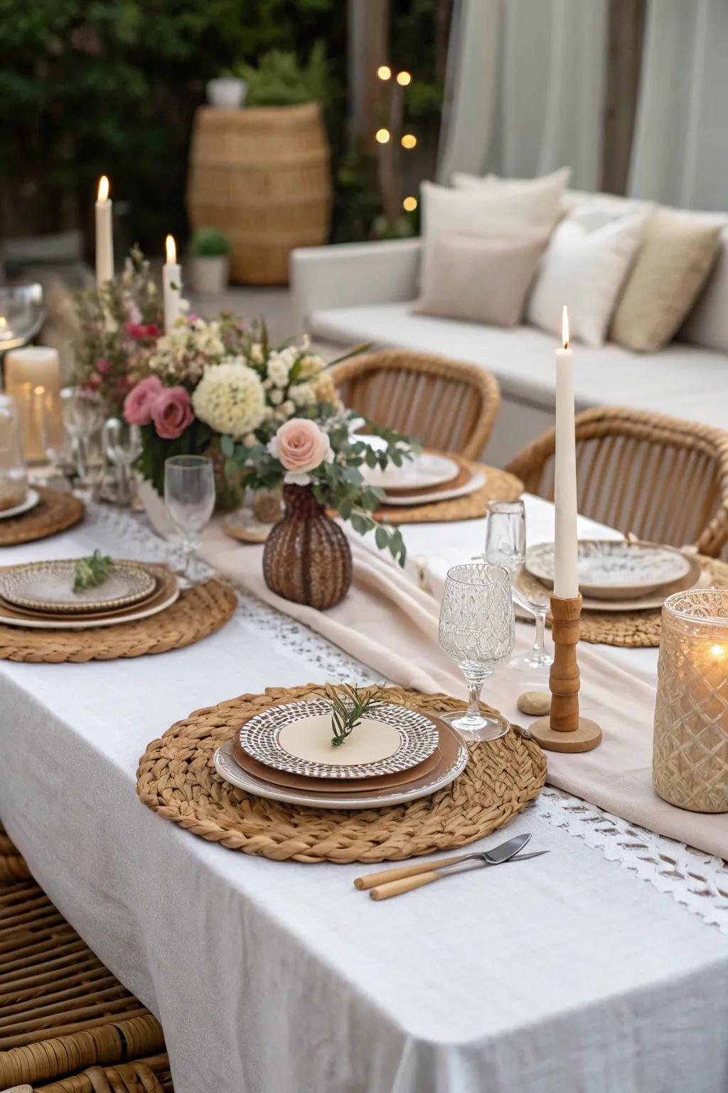 A party table showcasing a variety of textures for enhanced visual depth