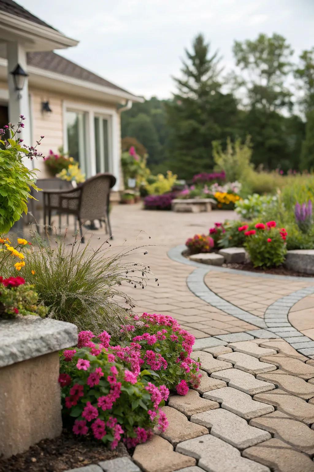 Fashion dynamic designs utilizing joinable pavers.