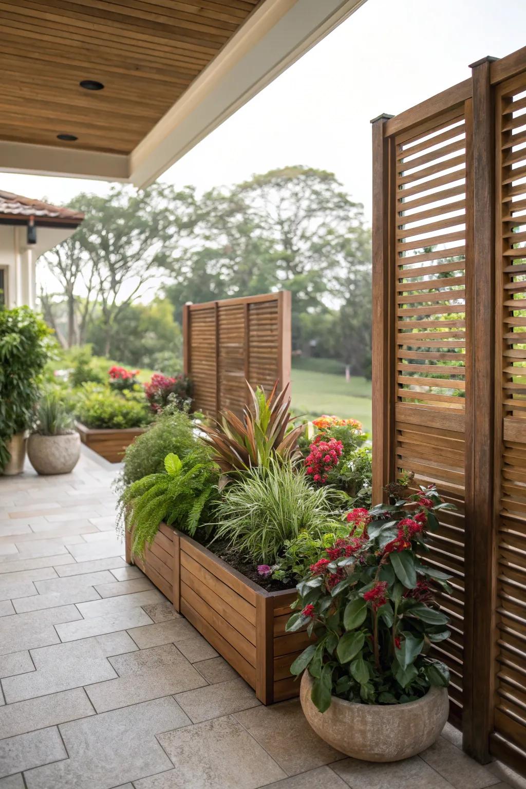 Solitude dividers can fashion snug, secluded zones on your patio.