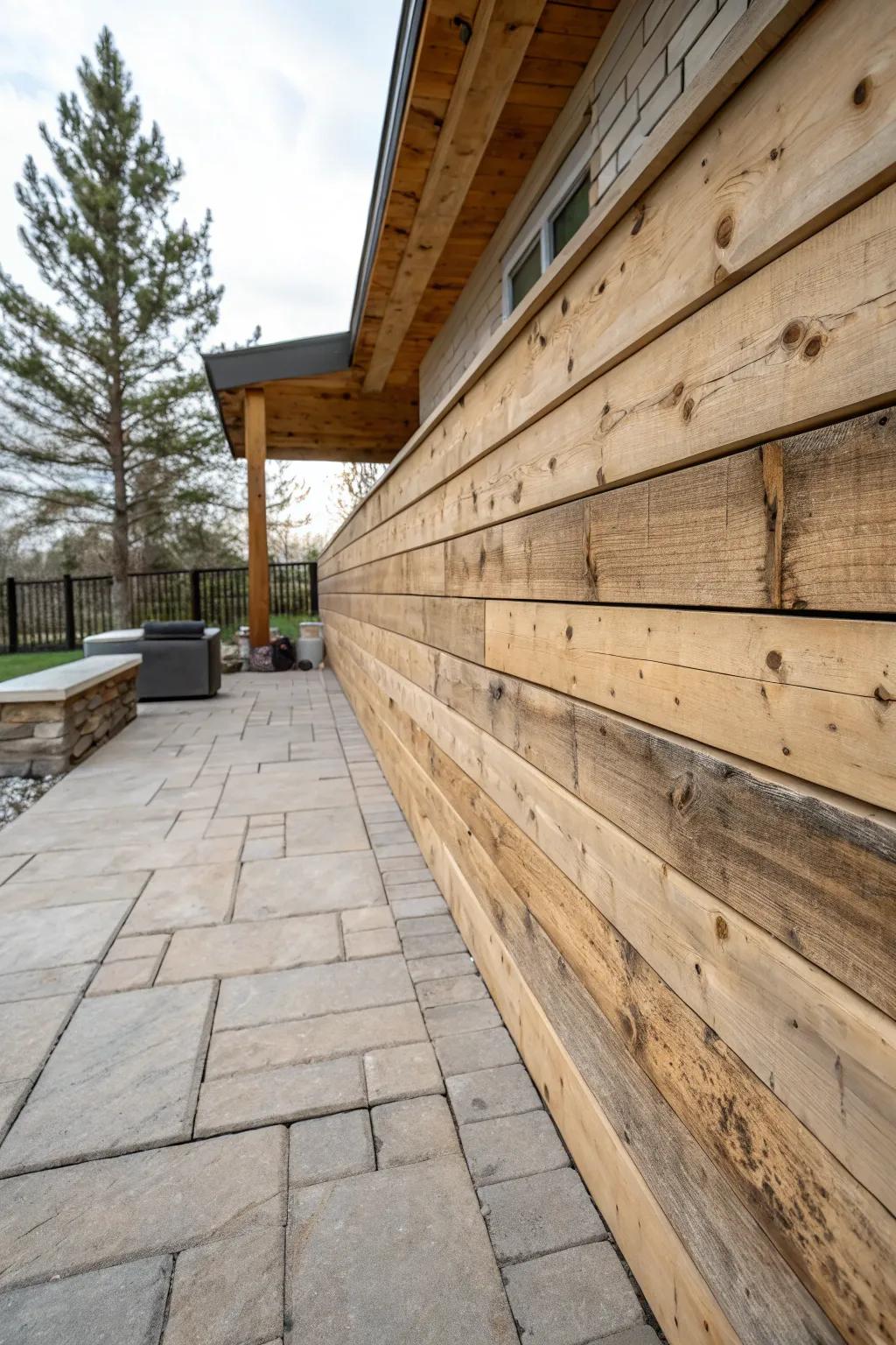 A patio backdrop showcasing the unrefined allure of raw wood.