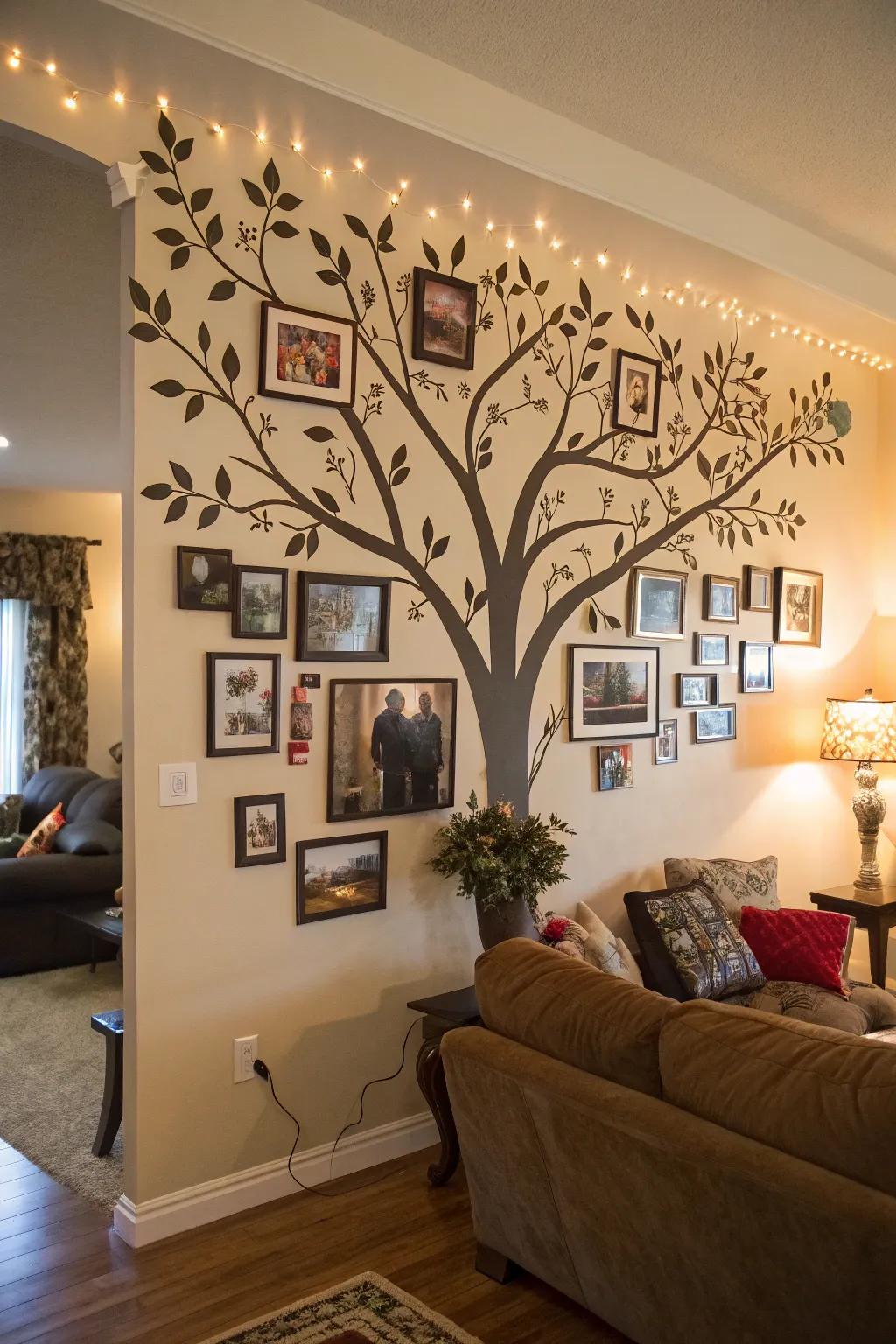 Celebrate your heritage with a family tree photo display.