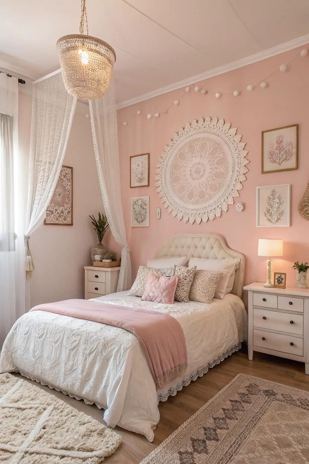 Light rose radiates elegance and warmth in your bedroom.