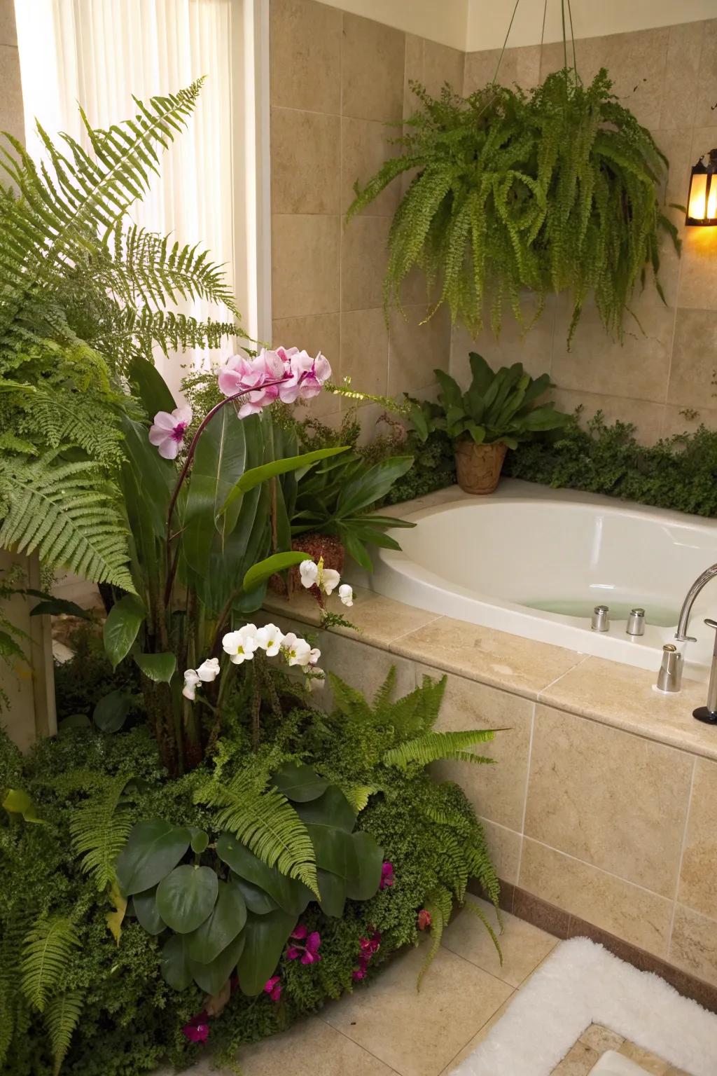 Transform your bathroom into an opulent, spa-reminiscent escape via flora.