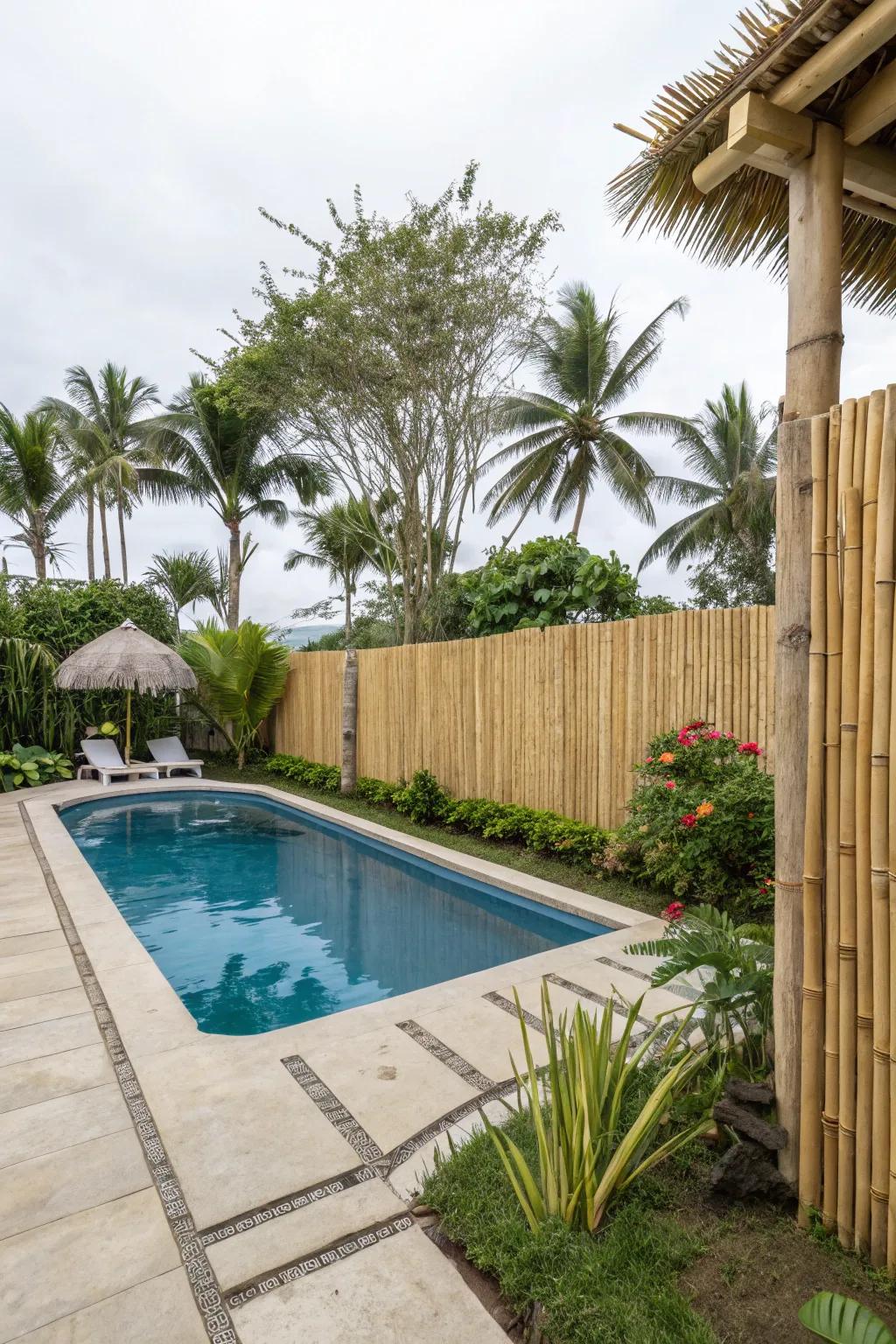 Cane fencing offers an eco-friendly and stylish privacy solution.