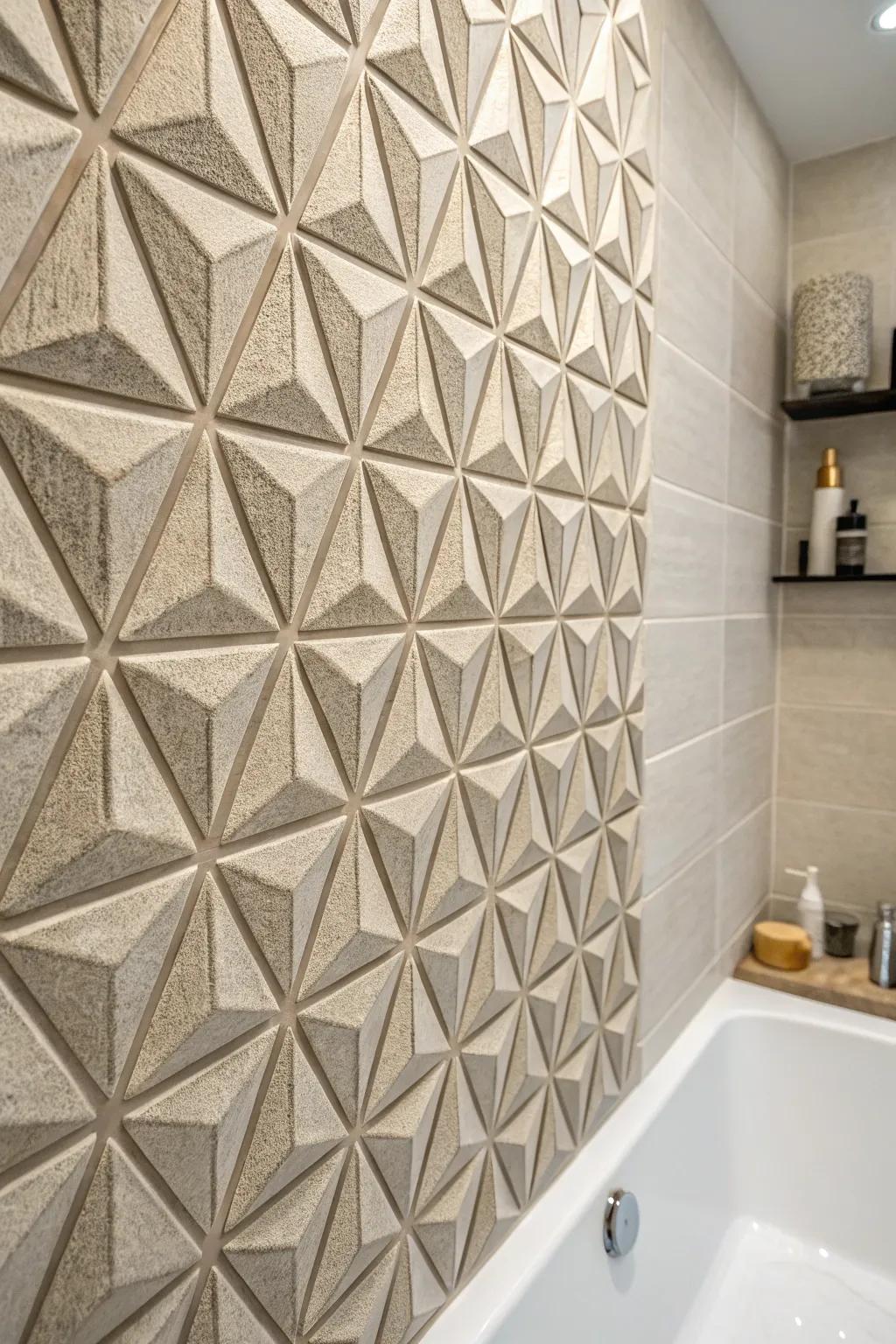 Textured wall tiles offer a distinctive and stylish element.
