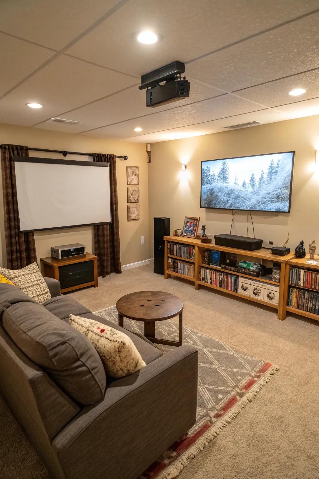 An all-purpose projector room can change to fit your needs.