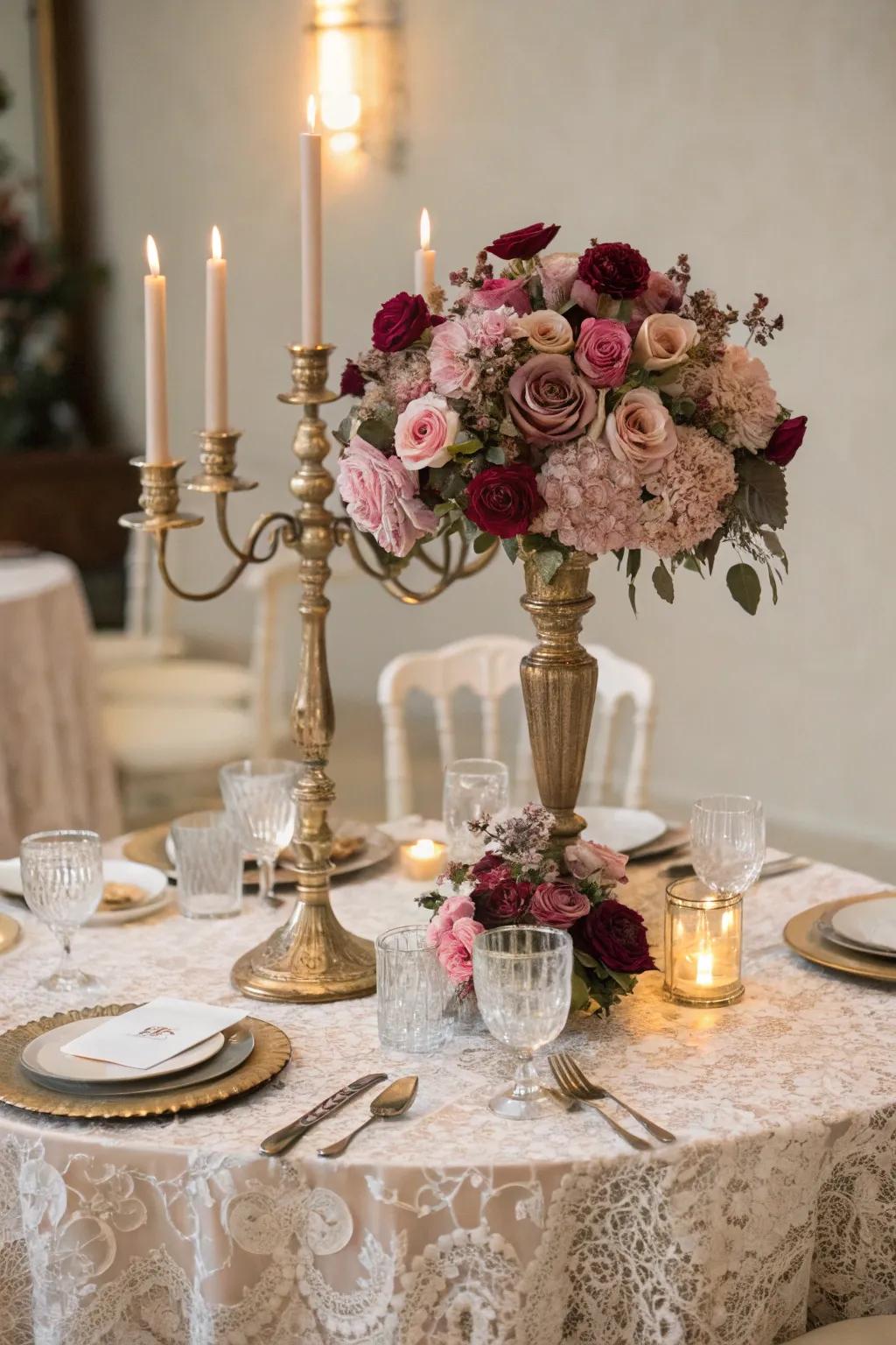 Candelabras introduce romantic luxury to every table setting.