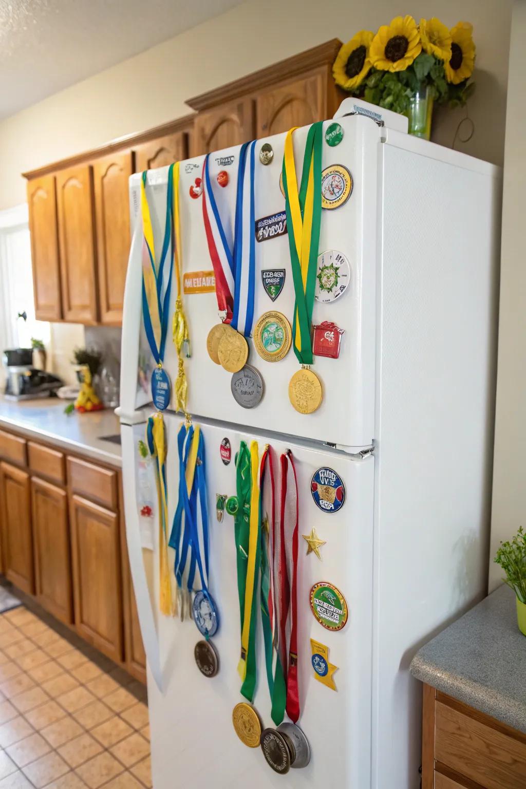 Fridge magnets provide a fun way to keep your medals visible and cherished.