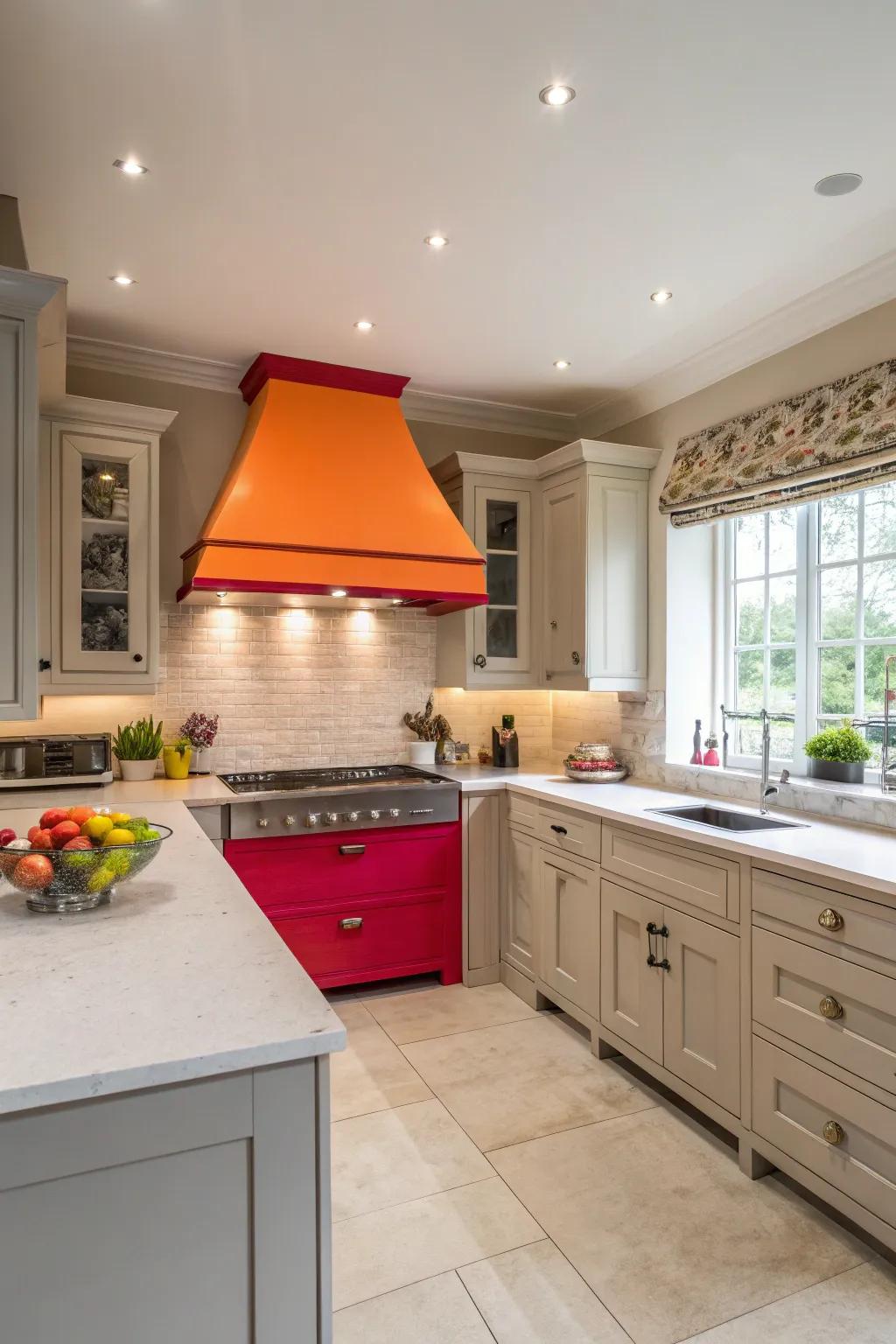 Striking hues ensure that your range hood becomes a remarkable feature.