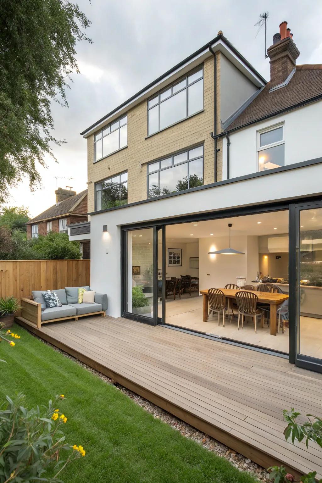 A split-level back house extension that creates distinctive and useful spaces.