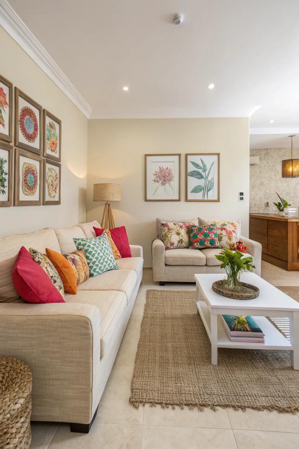 Understated hues provide a tranquil, adaptable base.