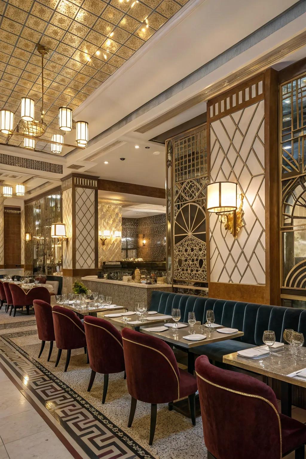 Art Deco design lends elegance and symmetry.