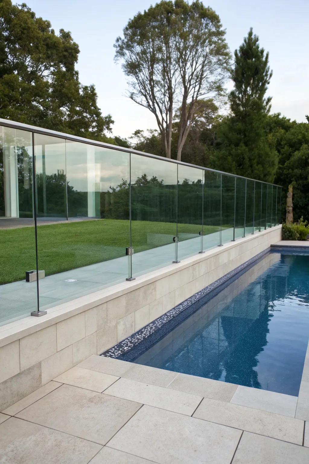 A glass-panel retaining wall providing unobstructed views.