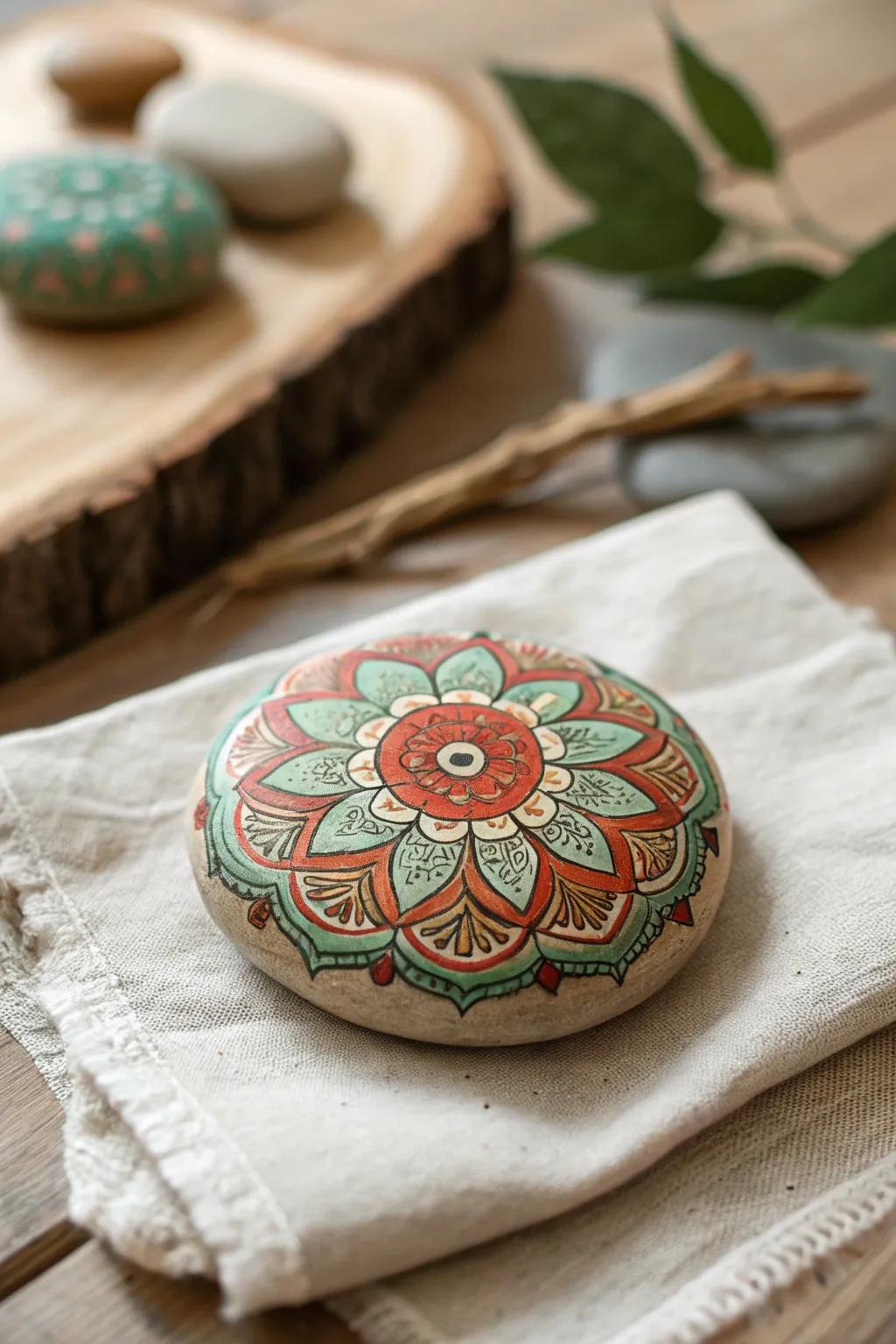 Find your center with mandala rock art, where simplicity meets mindful artistry.