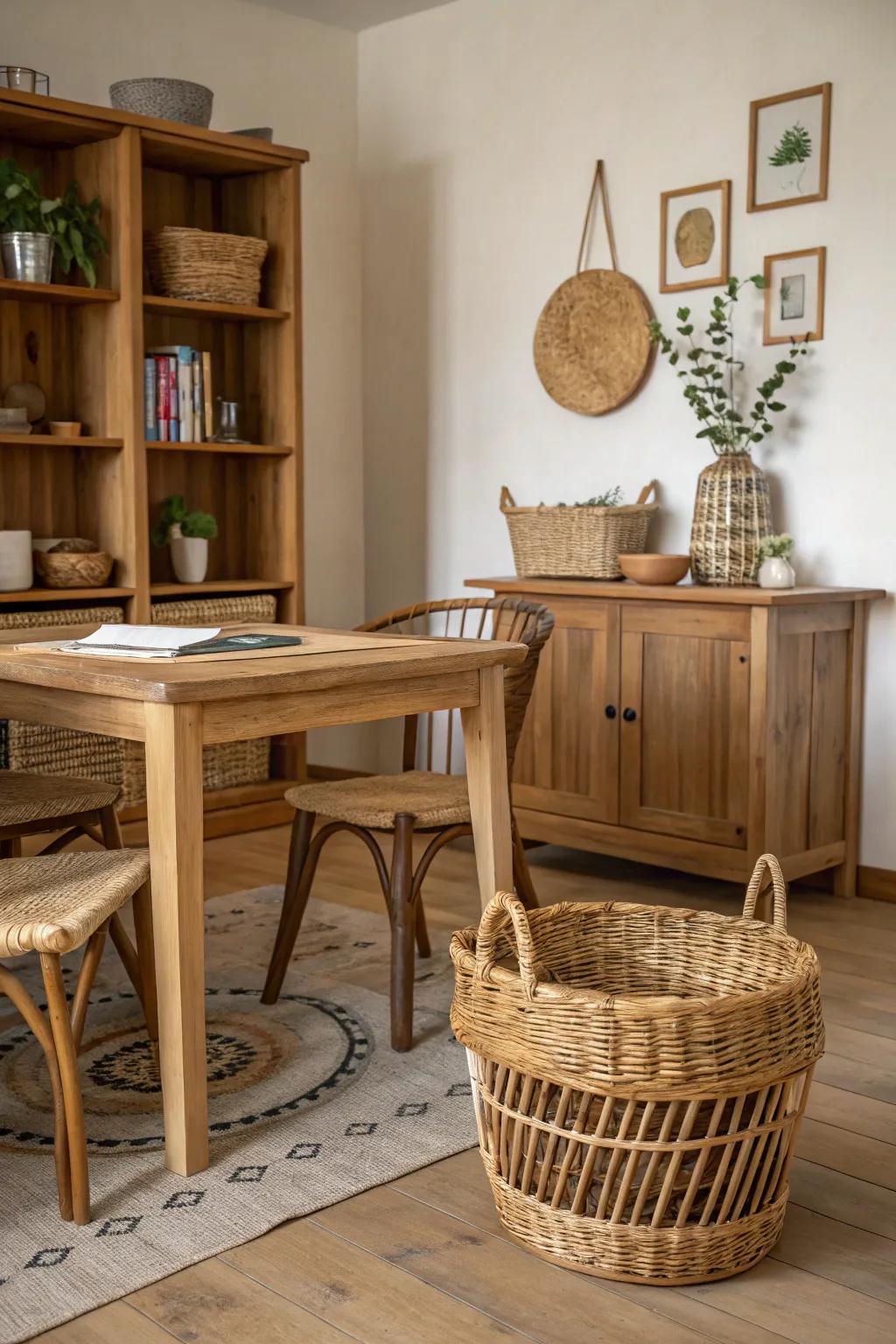 Natural materials add comfort and character to the decor.