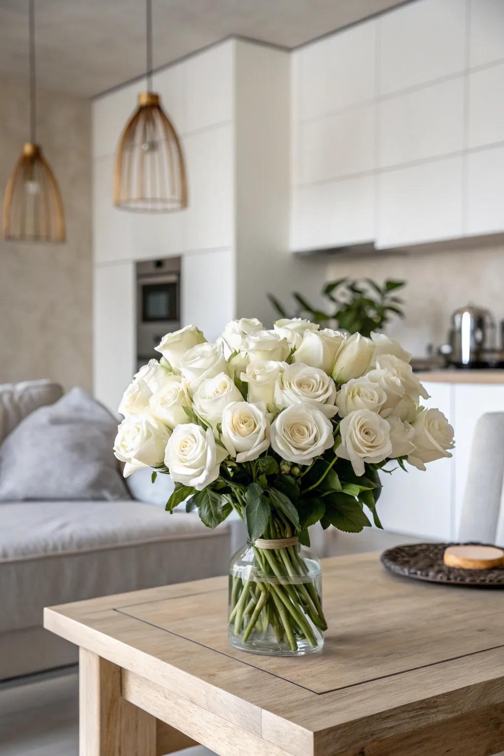 Stylish monochrome roses for understated refinement.