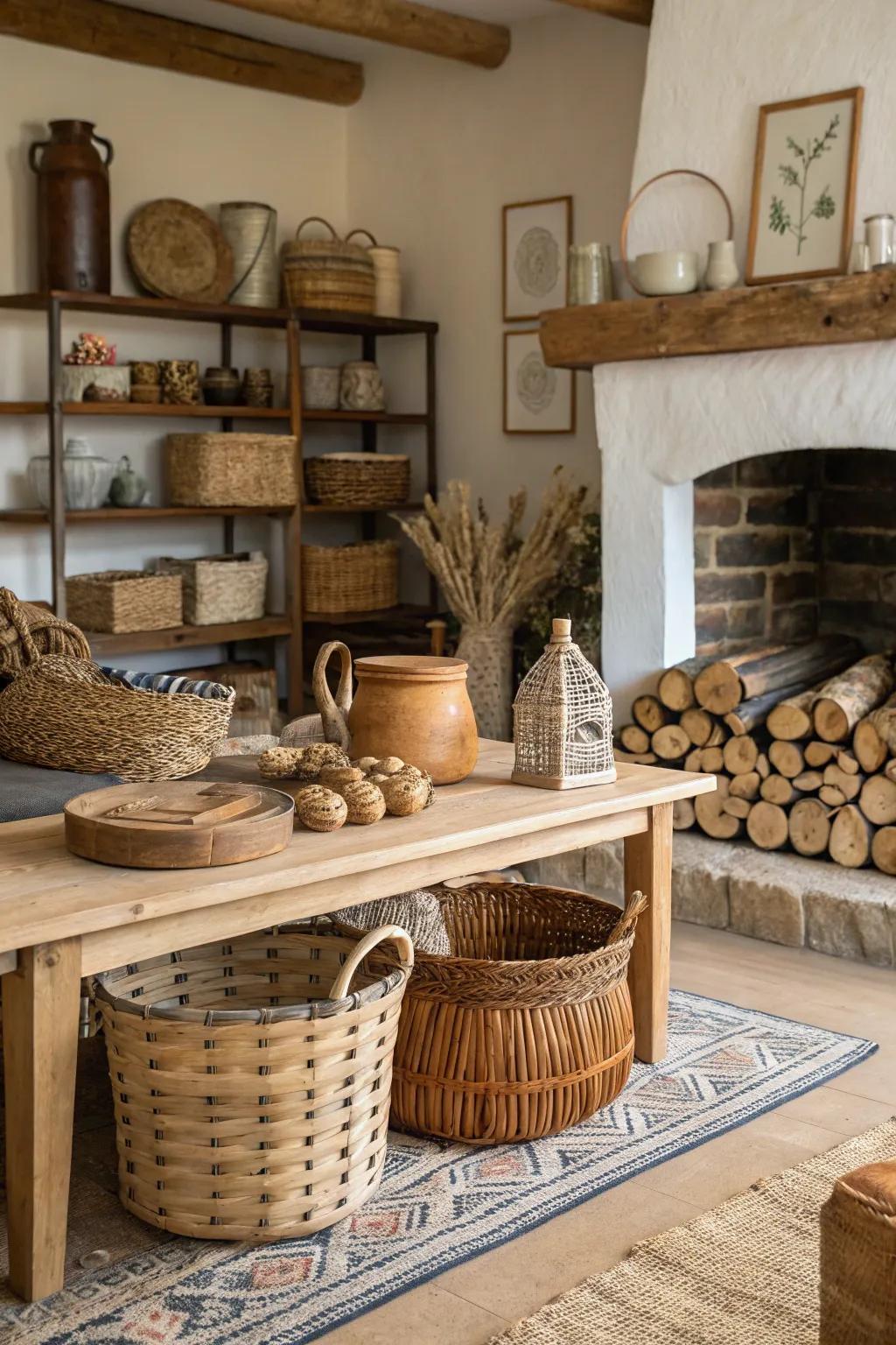 Country-style ornaments injecting appeal to a home interior.