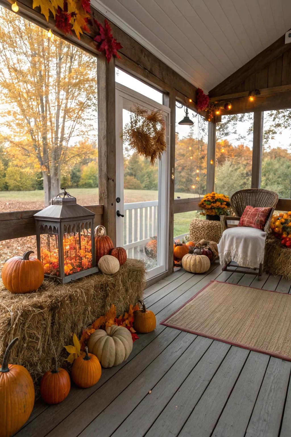 Seasonal decor keeps the veranda lively and relevant.