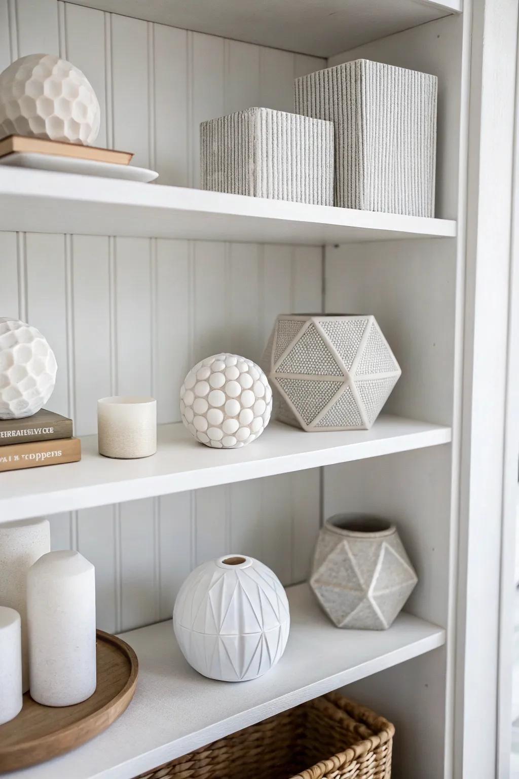 Unique silhouettes inject intrigue and visual interest to shelves.