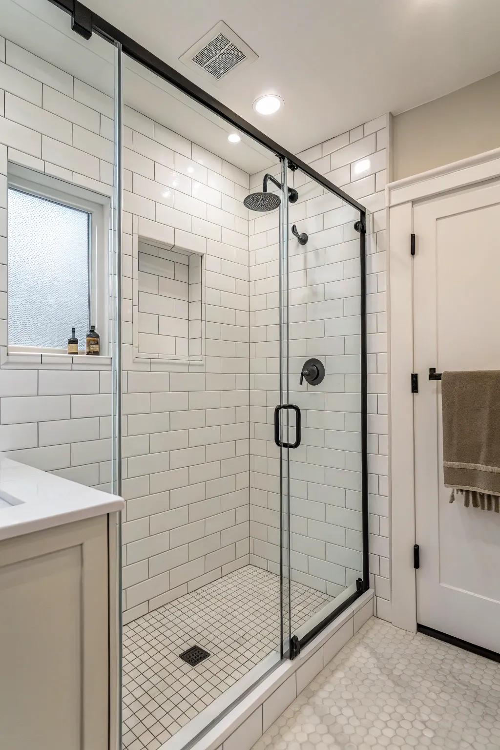 A minimalist shower expresses peace and simplicity.