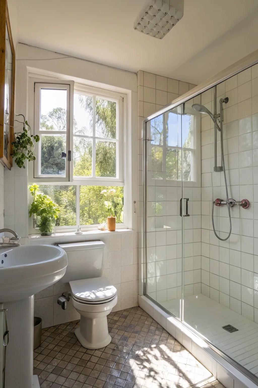 Natural radiance invigorates and opens up compact bathroom spaces.