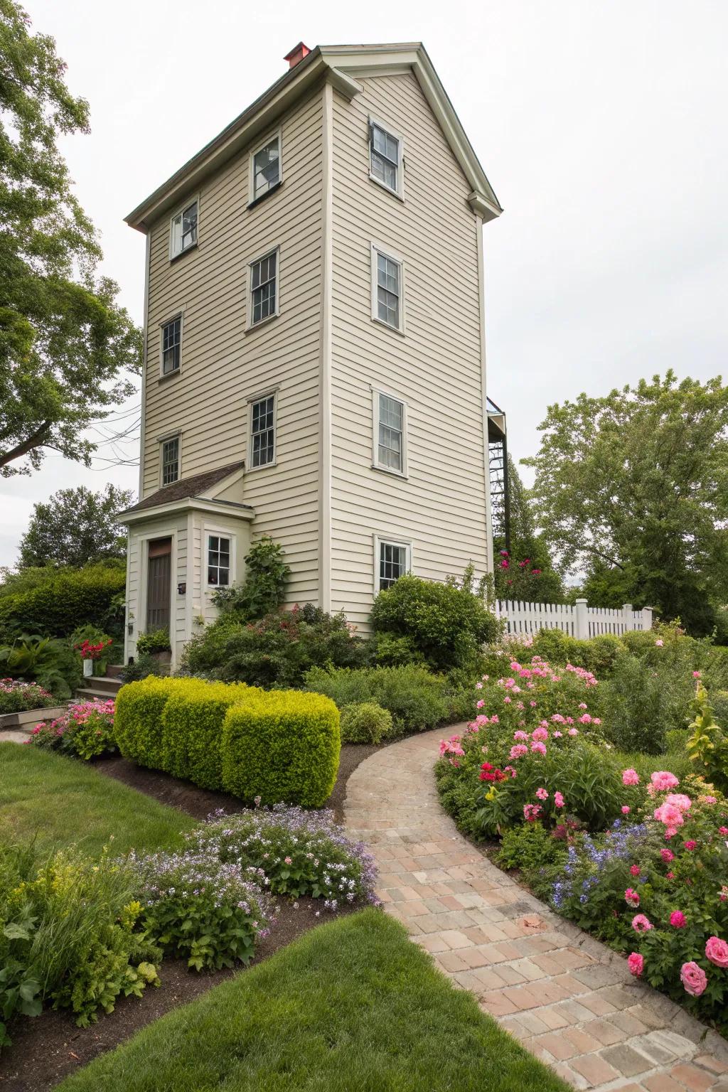 Upright siding enhances the height of any structure.