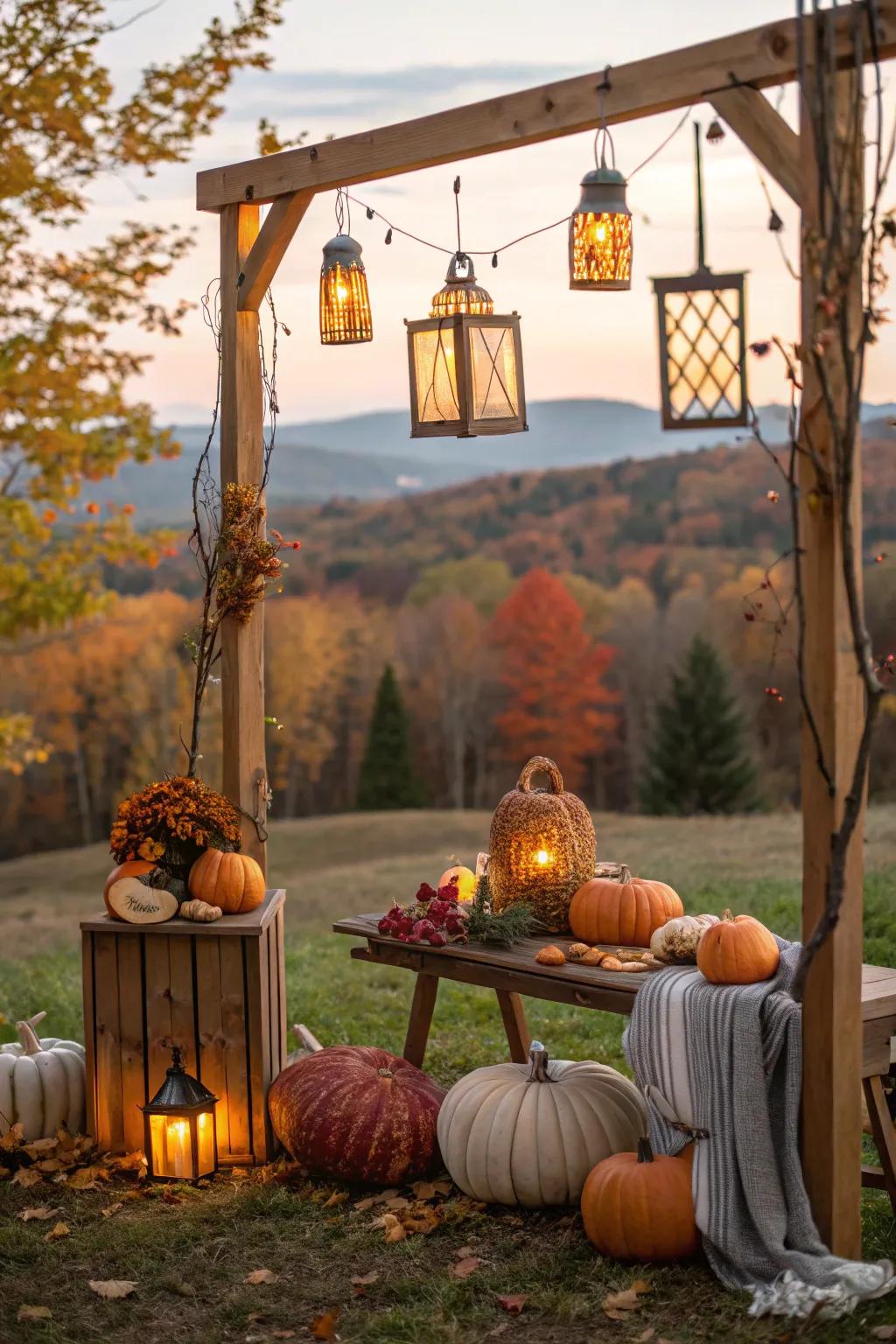 Luminaries infuse a captivating feeling to the setting.