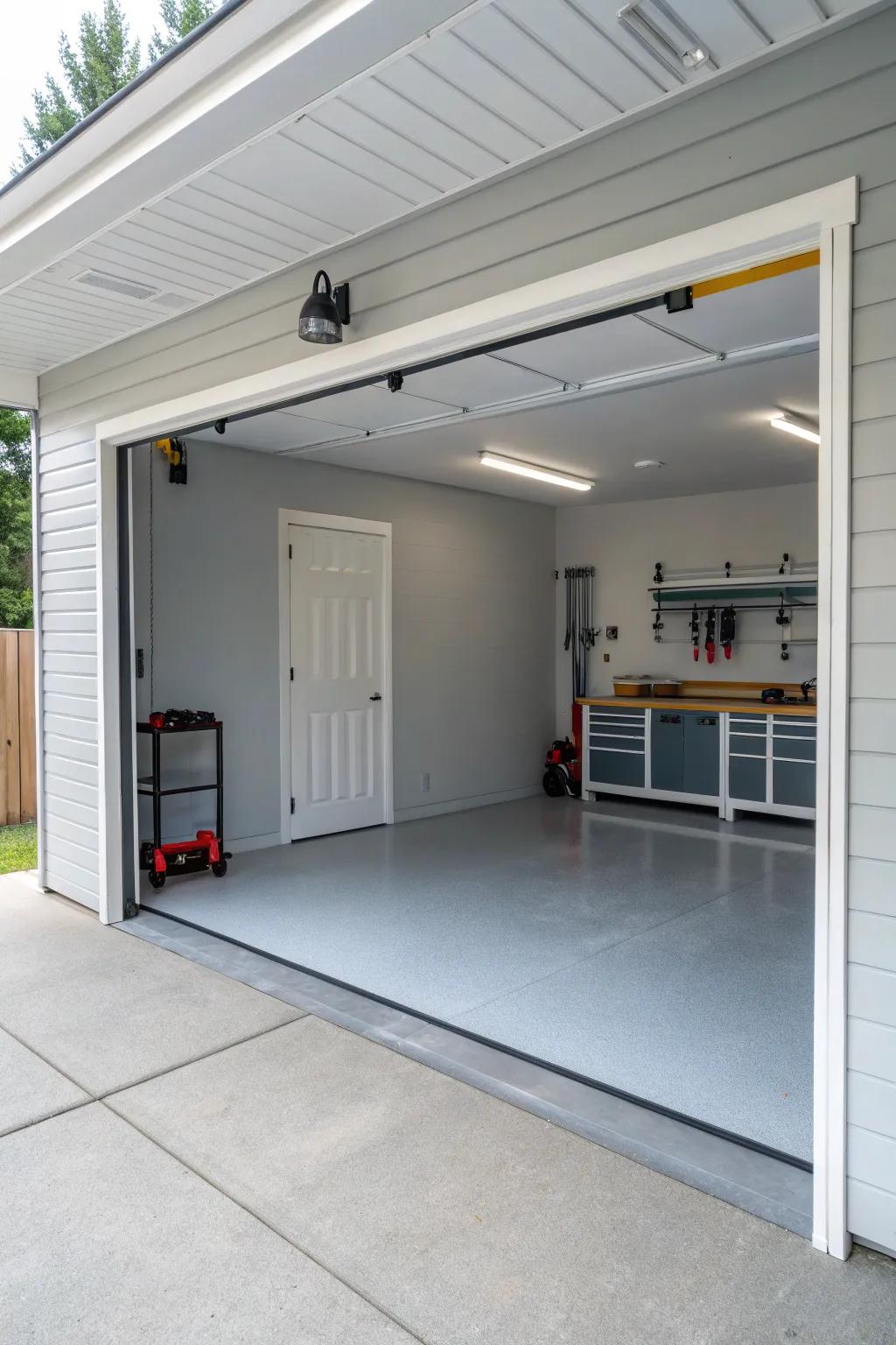 Give your garage a stylish and bright paint job to change it.