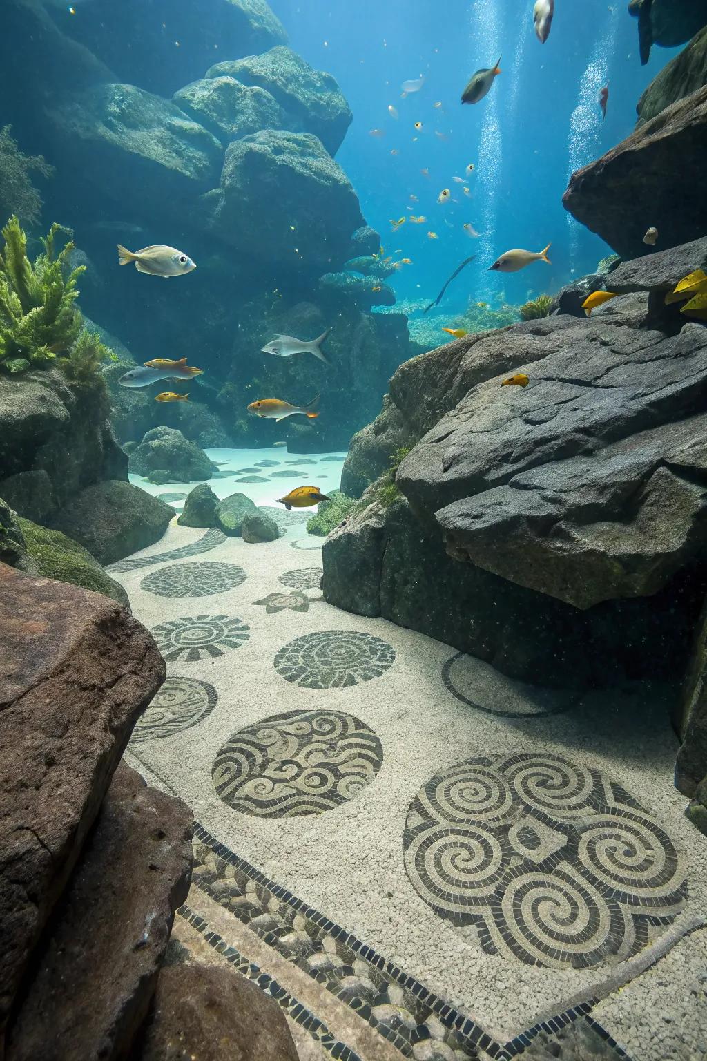 An artistic tessellation pattern utilizing shale shards.