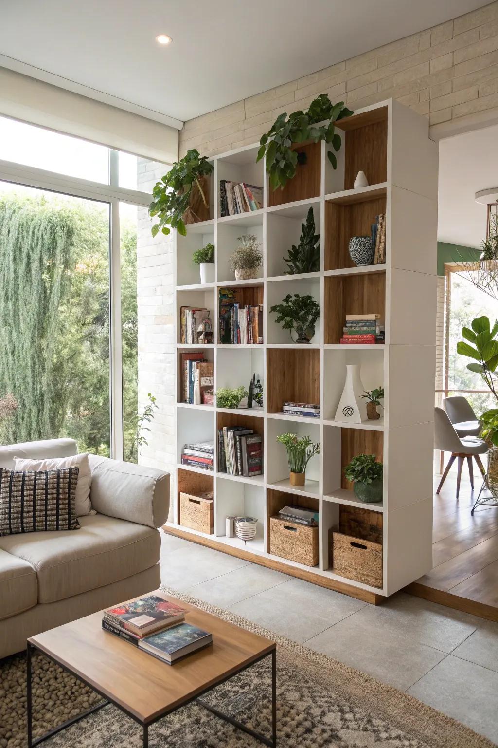 Adaptable cubes facilitate customizable storage potentialities.