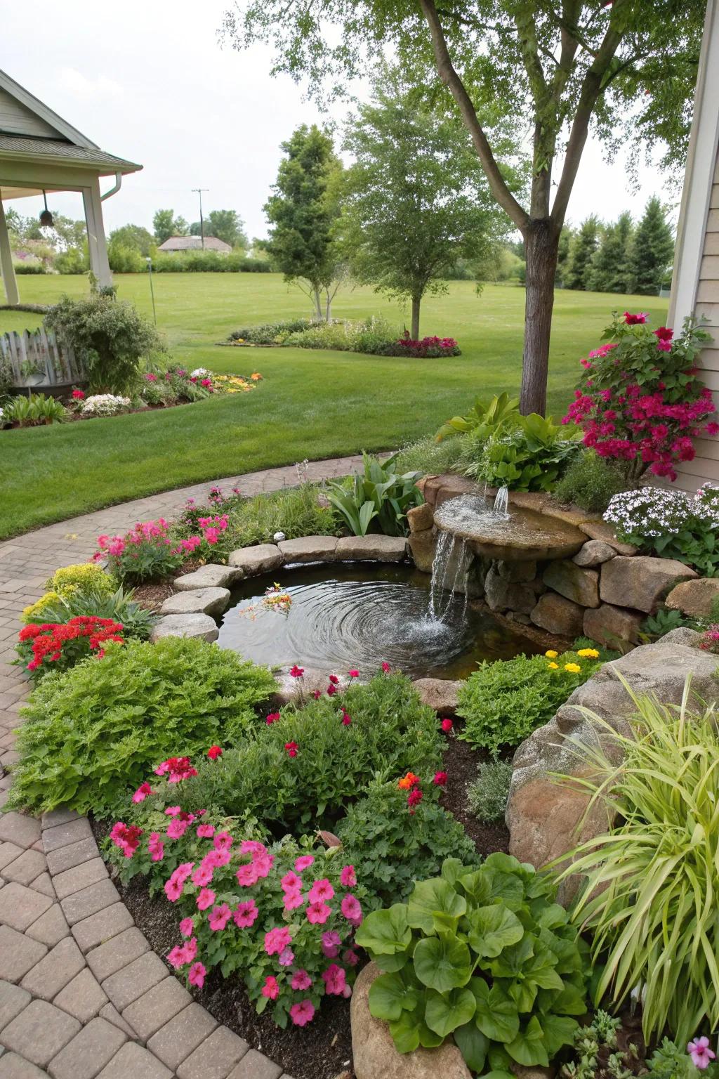 Bring in serenity with a small water element.