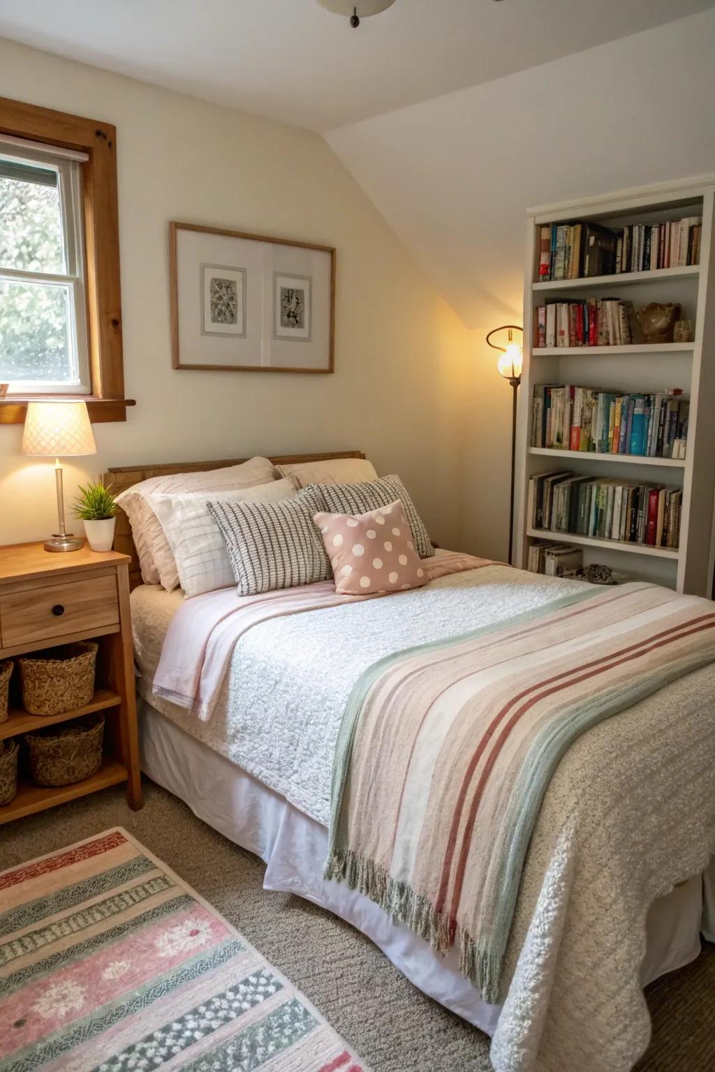 Simple bedding balances style and comfort.