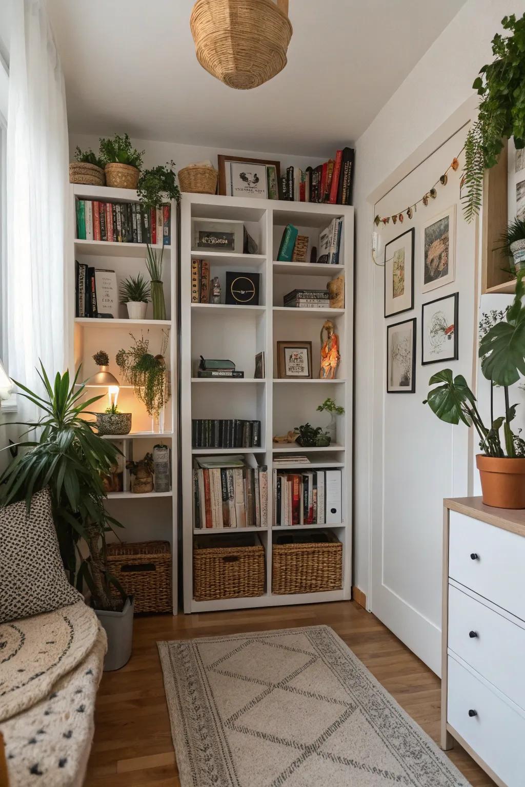 Vertical storage helps keep your area tidy and efficient.