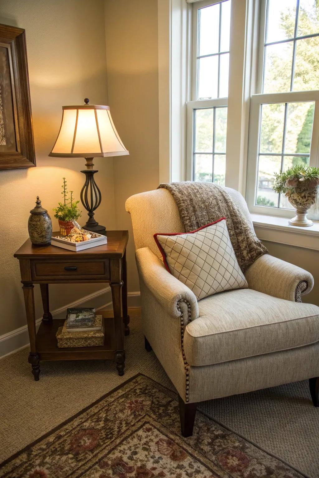 A comfortable spot enhances function and charm to any room.
