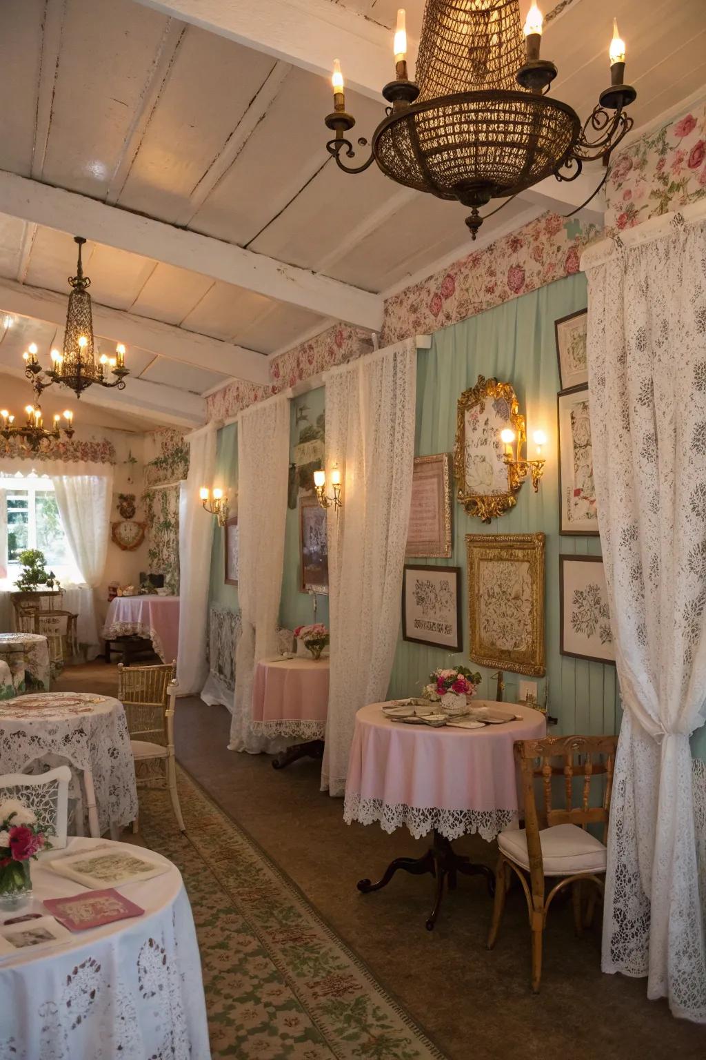 Rustic chic decorations contribute a pleasant and charming touch.