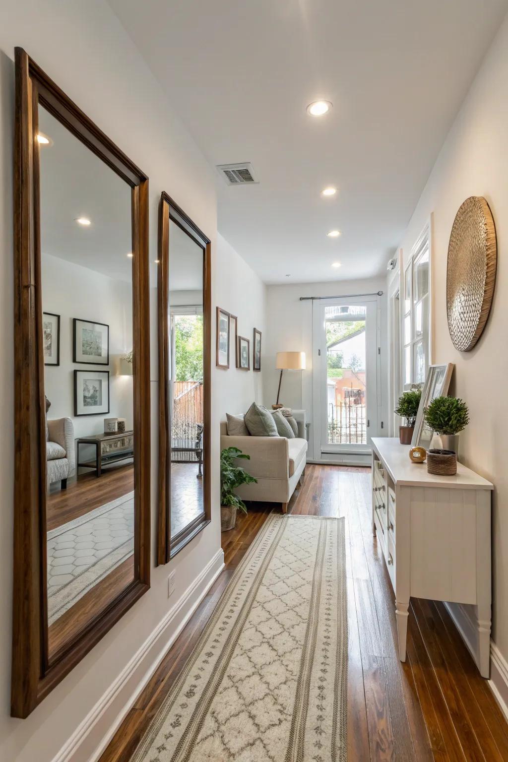 Mirrors give the impression of space and light.