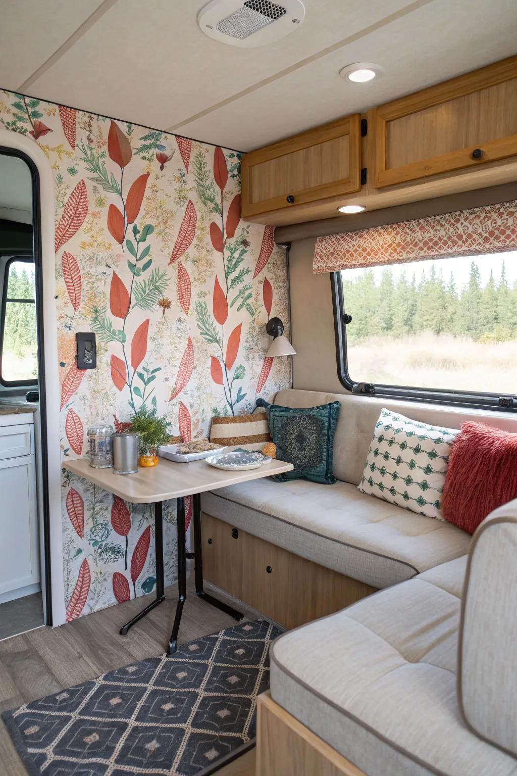 Peel and stick wallpaper offers a simple and effective way to personalize your RV.