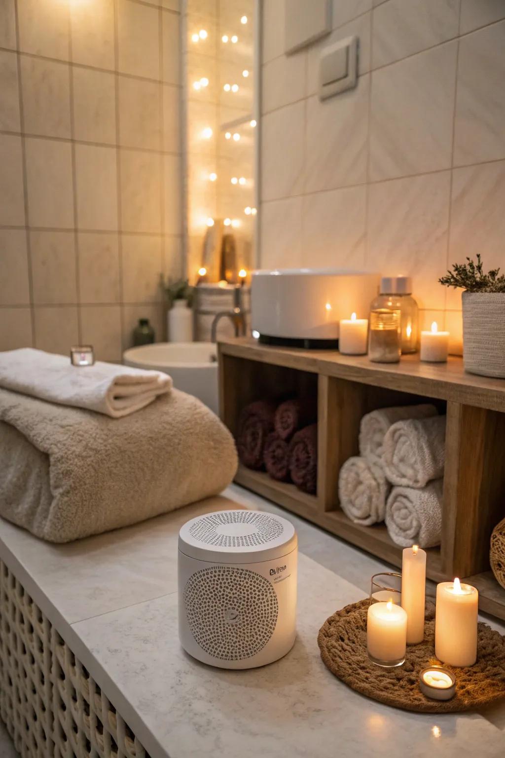 Small speaker providing ambient audio in a spa space