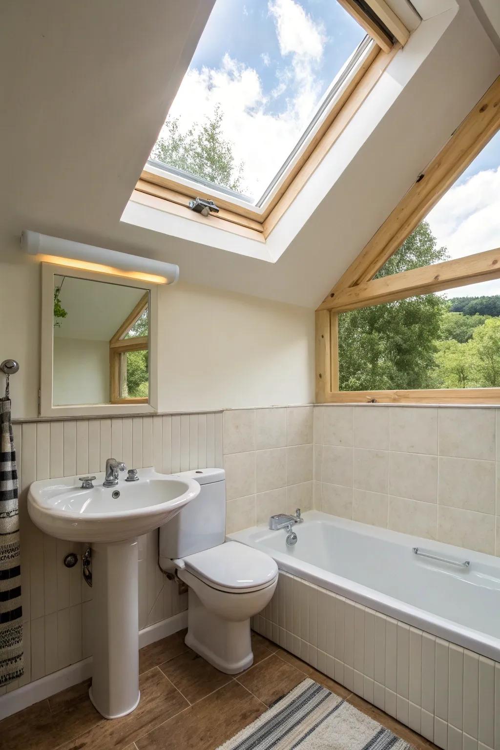 Skywindows bring in natural light and openness.