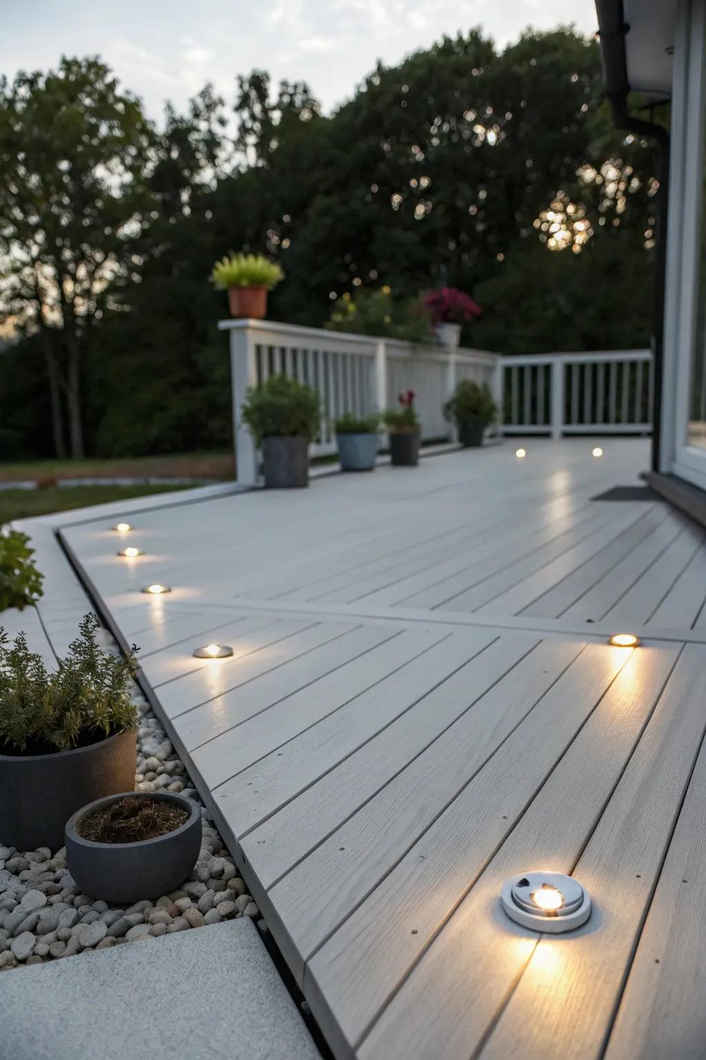 Sleek solar recessed lights provide a contemporary lighting option.