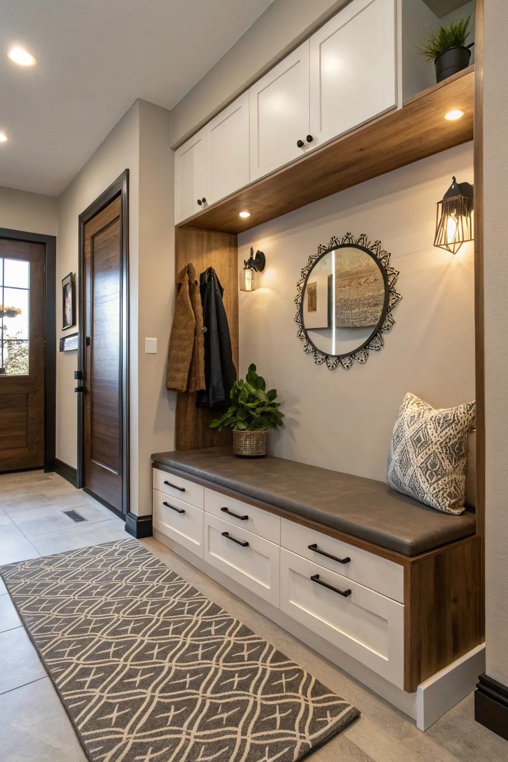 Stylish seating with hidden storage keeps clutter at bay.