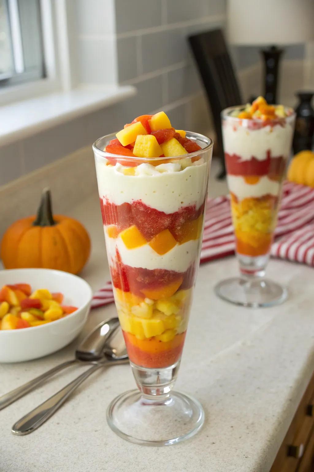 Tricolor fruit layers providing a wholesome, festive delight.
