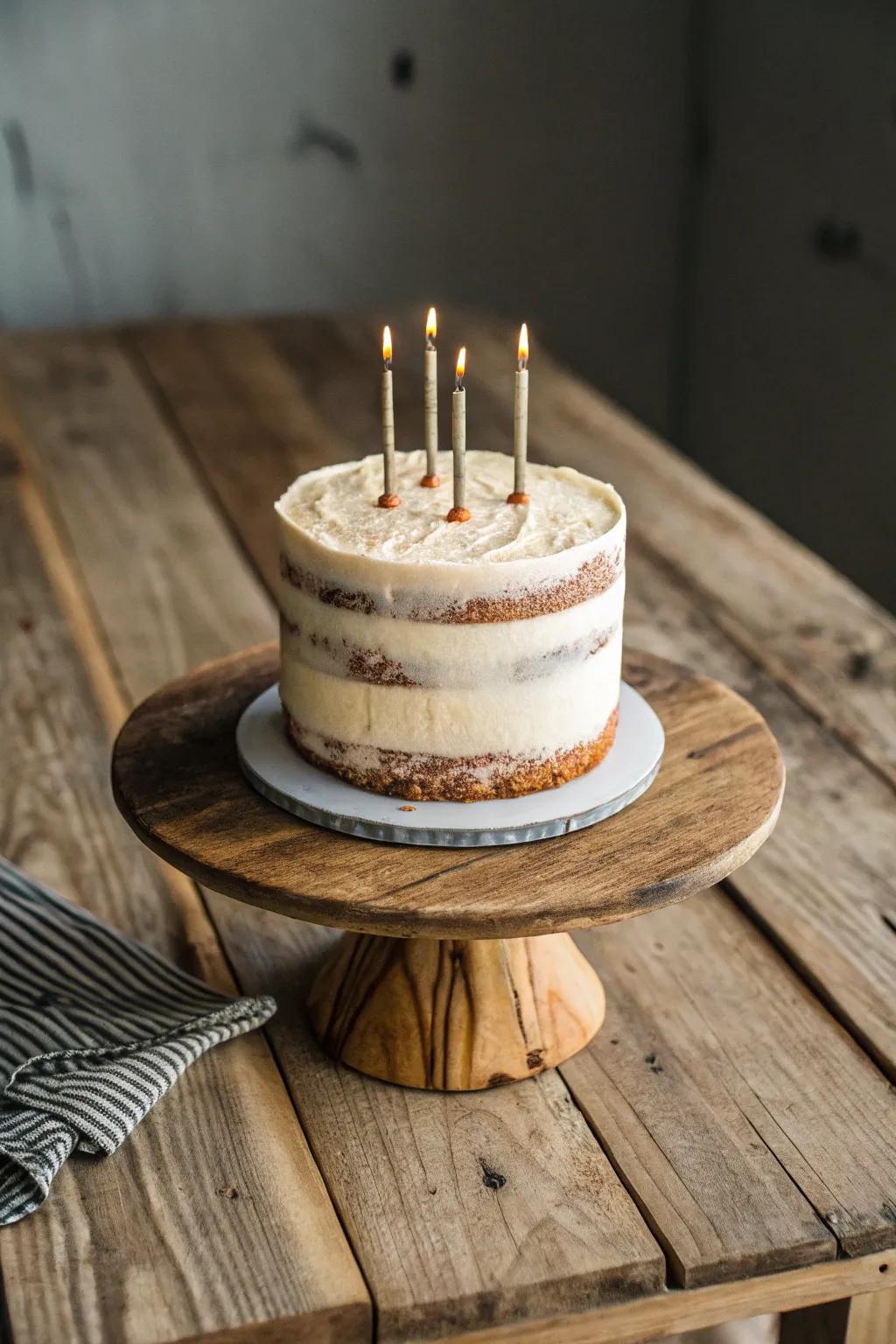 A naked cake that showcases natural beauty and simplicity.