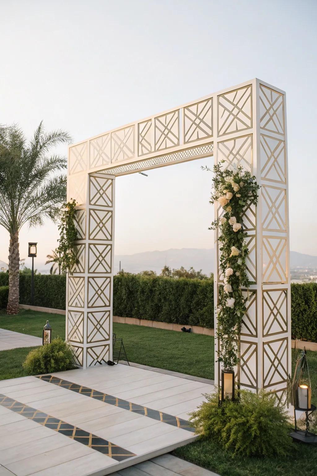A modern square arch showcasing geometric accents.